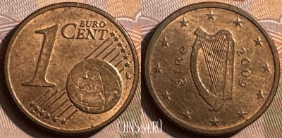 Ирландия 1 евроцент 2009 года, KM# 32, 467s-505