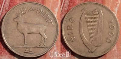 Ирландия 1 фунт 1990 года, KM# 27, 231-078