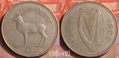 Ирландия 1 фунт 1990 года, KM# 27, 425-059
