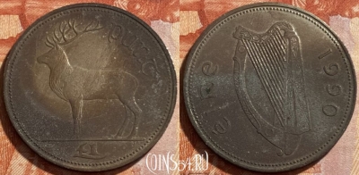 Ирландия 1 фунт 1990 года, KM# 27, 492р-141