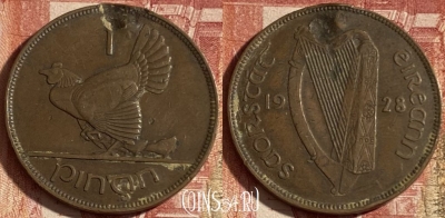 Ирландия 1 пенни 1928 года, KM# 3, 245p-024