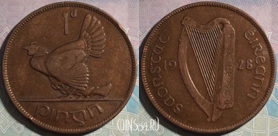 Ирландия 1 пенни 1928 года, KM# 3, a068-101