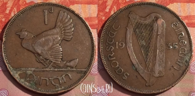 Ирландия 1 пенни 1935 года, KM# 3, 231a-073