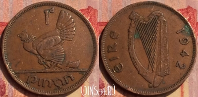 Ирландия 1 пенни 1942 года, KM# 11, 405-111