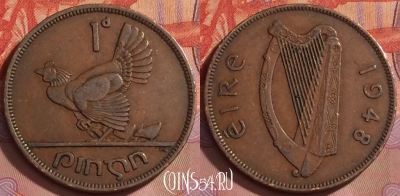 Ирландия 1 пенни 1948 года, KM# 11, 261k-082
