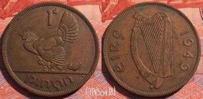Ирландия 1 пенни 1949 года, KM# 11, 175-111