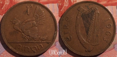 Ирландия 1 пенни 1963 года, KM# 11, a099-064