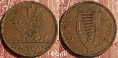 Ирландия 1 пенни 1968 года, KM# 11, 172q-073