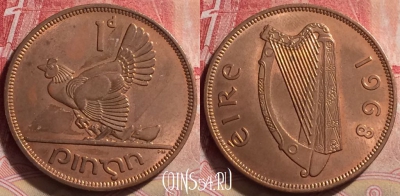 Ирландия 1 пенни 1968 года, KM# 11, 241j-125