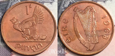 Ирландия 1 пенни 1968 года, KM# 11, a088-056