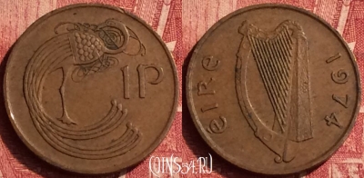 Ирландия 1 пенни 1974 года, KM# 20, 350o-061