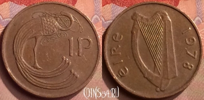 Ирландия 1 пенни 1978 года, KM# 20, 418-019