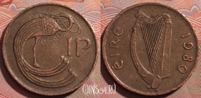 Ирландия 1 пенни 1980 года, KM# 20, 238a-105
