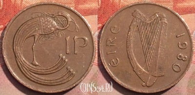 Ирландия 1 пенни 1980 года, KM# 20, 282a-122