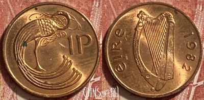 Ирландия 1 пенни 1982 года, KM# 20, 309q-063