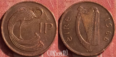 Ирландия 1 пенни 1988 года, KM# 20, 360n-136