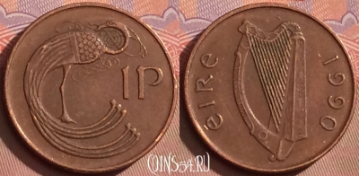 Ирландия 1 пенни 1990 года, KM# 20a, 092l-023