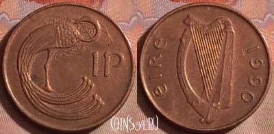 Ирландия 1 пенни 1990 года, KM# 20a, 256k-005