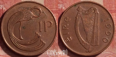 Ирландия 1 пенни 1990 года, KM# 20a, 320k-113