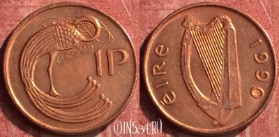 Ирландия 1 пенни 1990 года, KM# 20a, 409-137