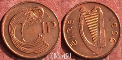 Ирландия 1 пенни 1990 года, KM# 20a, 409-137