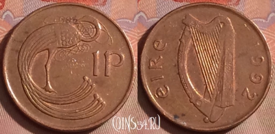 Ирландия 1 пенни 1992 года, KM# 20a, 255k-140