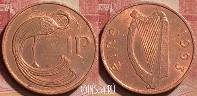 Ирландия 1 пенни 1993 года, KM# 20a, 184l-142