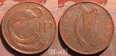 Ирландия 1 пенни 1993 года, KM# 20a, 242a-007