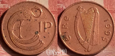 Ирландия 1 пенни 1995 года, KM# 20a, 100m-005