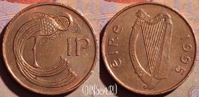 Ирландия 1 пенни 1995 года, KM# 20a, 329g-049
