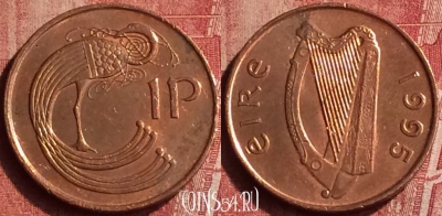 Ирландия 1 пенни 1995 года, KM# 20a, 406-011