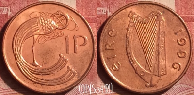 Ирландия 1 пенни 1996 года, KM# 20a, 247l-081