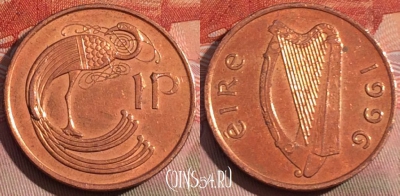 Ирландия 1 пенни 1996 года, KM# 20a, 260a-058