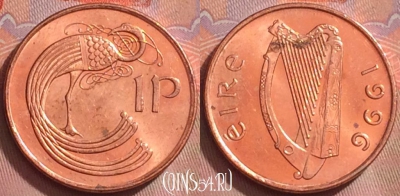 Ирландия 1 пенни 1996 года, KM# 20a, 269k-107