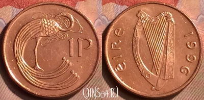 Ирландия 1 пенни 1996 года, KM# 20a, 413-028
