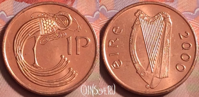 Ирландия 1 пенни 2000 года, KM# 20a, 224k-131