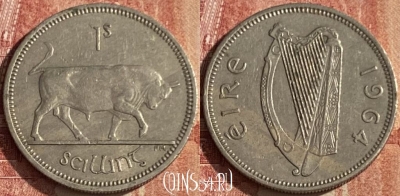 Ирландия 1 шиллинг 1964 года, KM# 14a, 042p-031