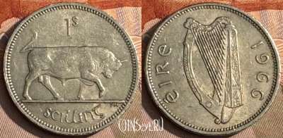 Ирландия 1 шиллинг 1966 года, KM# 14a, s189t-088