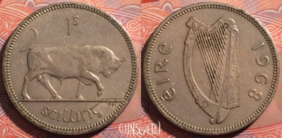Ирландия 1 шиллинг 1968 года, KM# 14a, 175-114