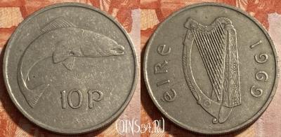 Ирландия 10 пенсов 1969 года, KM# 23, 493р-075 ♛