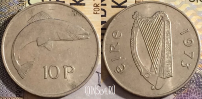 Ирландия 10 пенсов 1973 года, KM# 23, 157-023