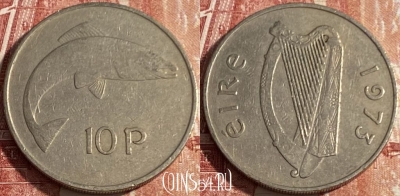 Ирландия 10 пенсов 1973 года, KM# 23, 410p-050
