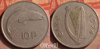 Ирландия 10 пенсов 1974 года, KM# 23, 247m-105