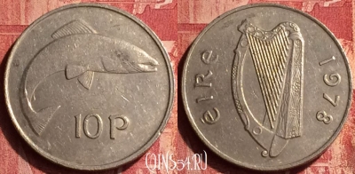 Ирландия 10 пенсов 1978 года, KM# 23, 347o-048