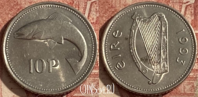 Ирландия 10 пенсов 1993 года, KM# 29, 101q-071