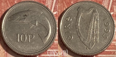 Ирландия 10 пенсов 1993 года, KM# 29, 326r-027