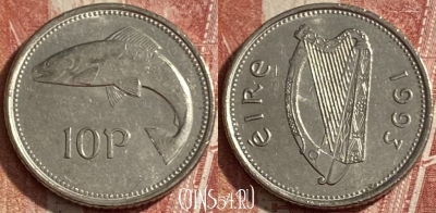 Ирландия 10 пенсов 1993 года, KM# 29, 483р-129 ♛