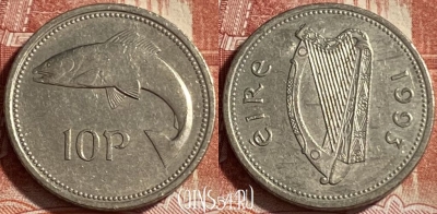 Ирландия 10 пенсов 1993 года, KM# 29, 491р-079 ♛