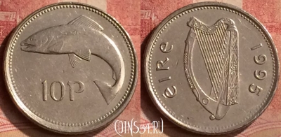 Ирландия 10 пенсов 1995 года, KM# 29, 140m-119
