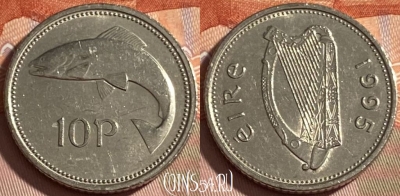 Ирландия 10 пенсов 1995 года, KM# 29, 489р-107 ♛